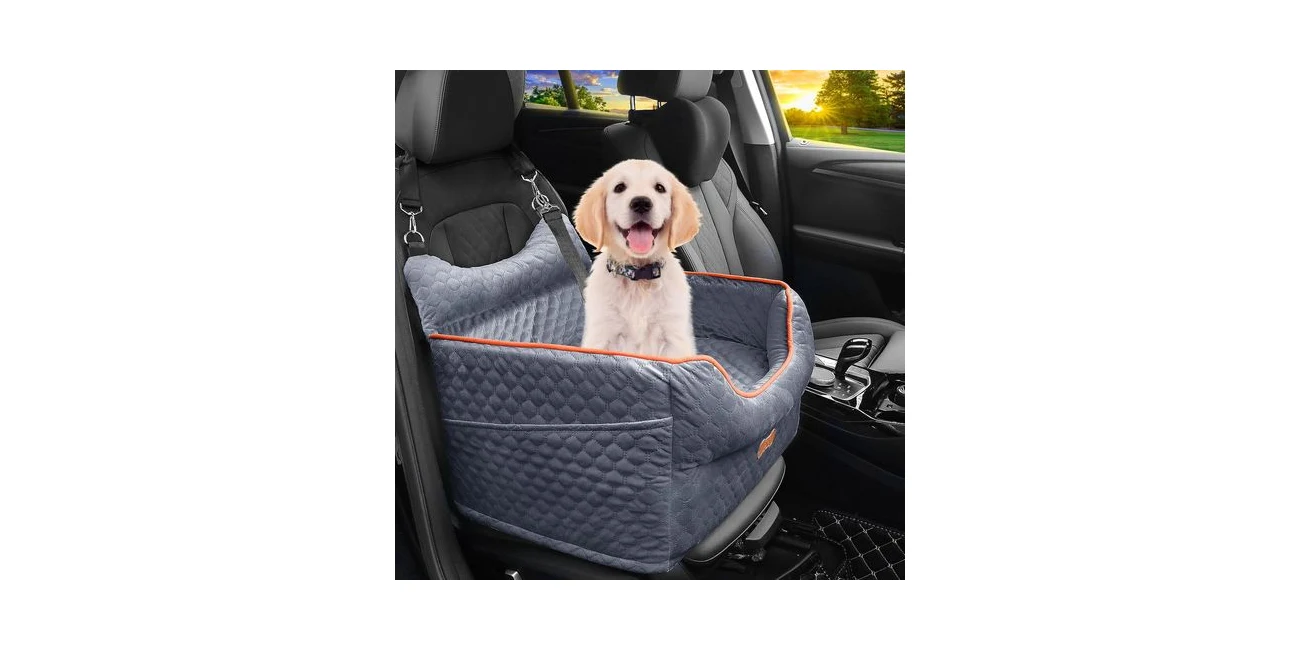 Featured product: memory-foam elevated dog booster car seat suited to a Cavalier King Charles Spaniel (Amazon listing image)